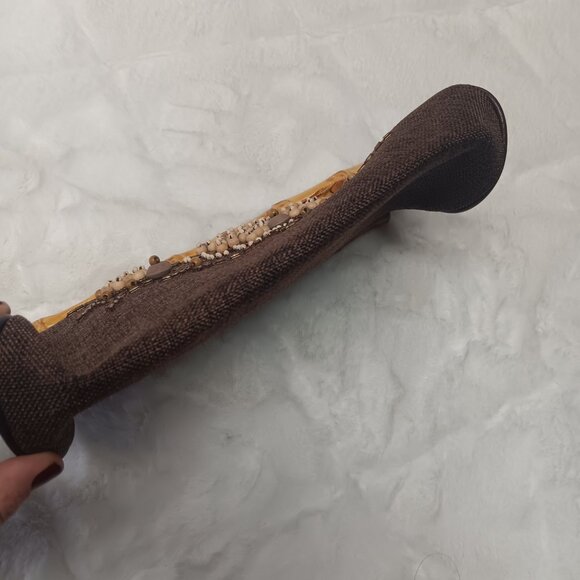 brown beaded clutch with faux bamboo snap closure - Picture 8 of 16